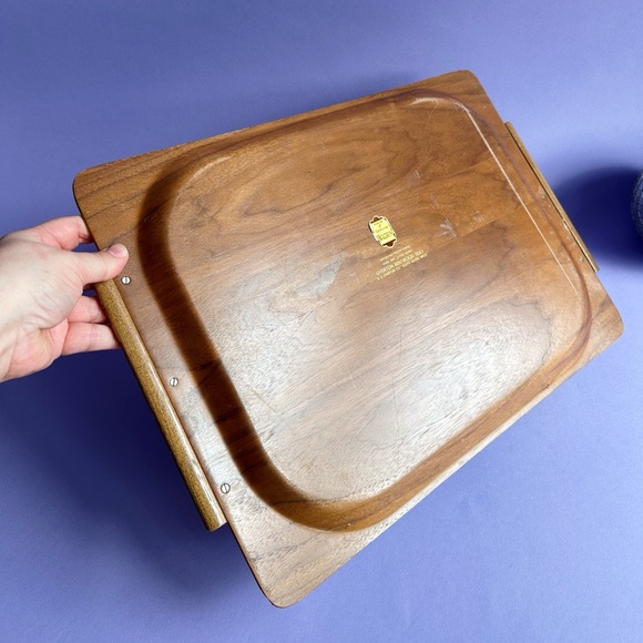 Mid-Century Overton Bentwood Wooden Walnut Serving Tray - Brown - Picture 6 of 7